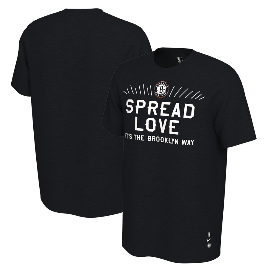 Men 2020 NBA Nike Brooklyn Nets Black Biggie City Edition Spread Love TShirt->nba t-shirts->Sports Accessory